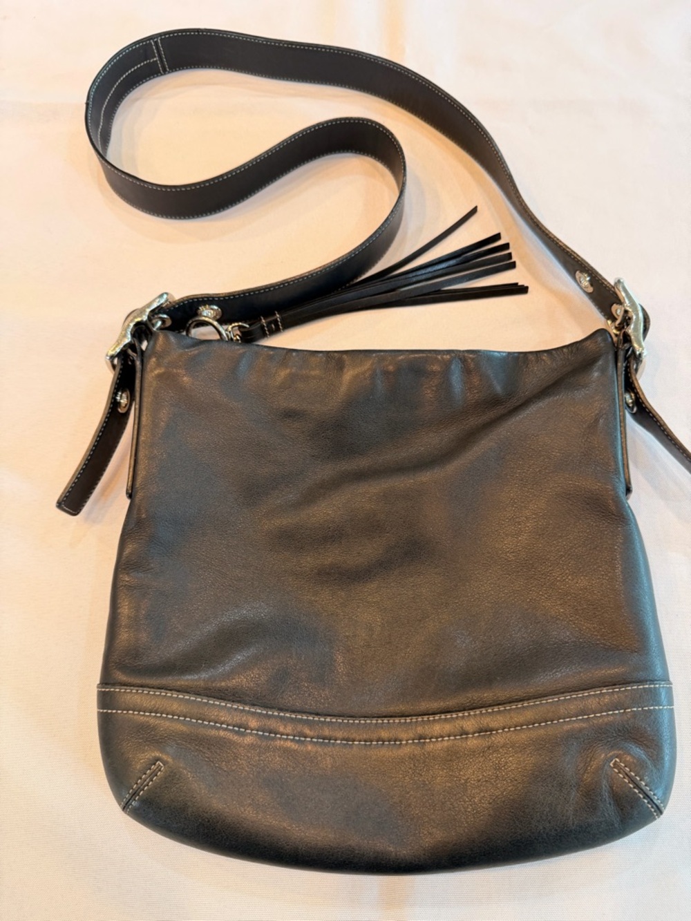 Vintage Coach No 1415 Soho Slim Black Leather Hobo Crossbody Shoulder Bag